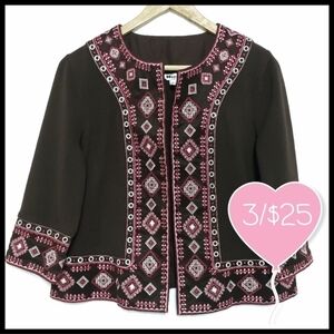 ⭐️3/$25⭐️ Nygard Women's Embroidered 3/4 Sleeve Blazer Jacket